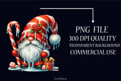 Christmas Candy Cane Gnome Clipart Bundle - CraftNest - Digital Crafting and Art