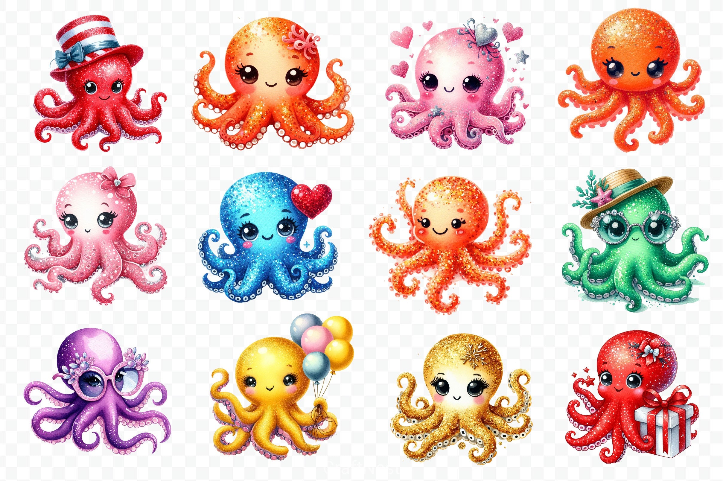 Octopuses Clipart Bundle - CraftNest - Digital Crafting and Art