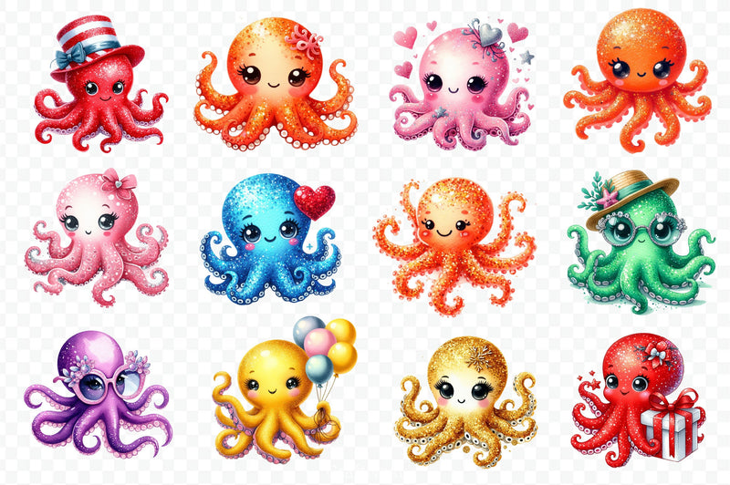 Octopuses Clipart Bundle - CraftNest - Digital Crafting and Art