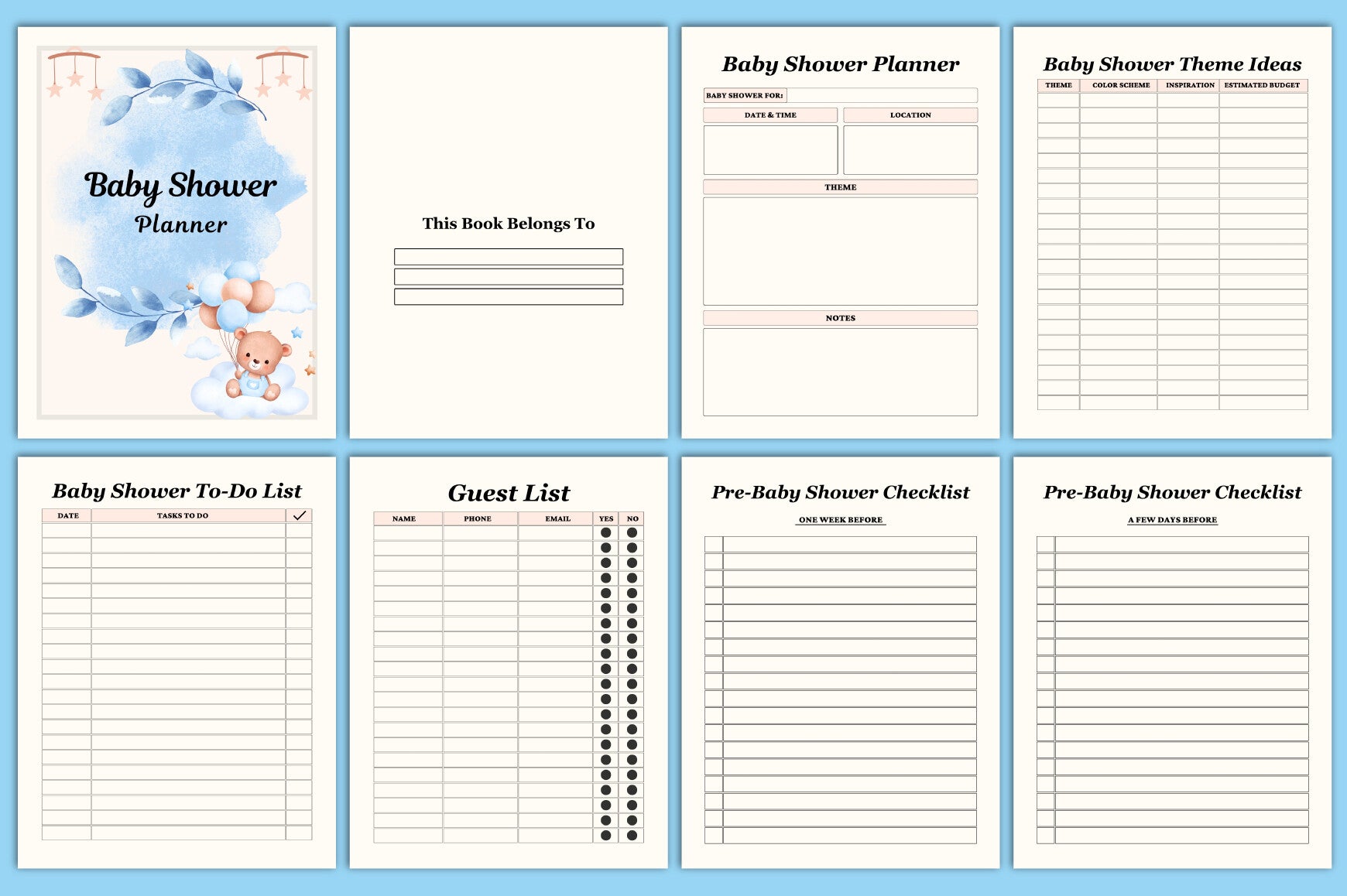 Editable Baby Shower Planner