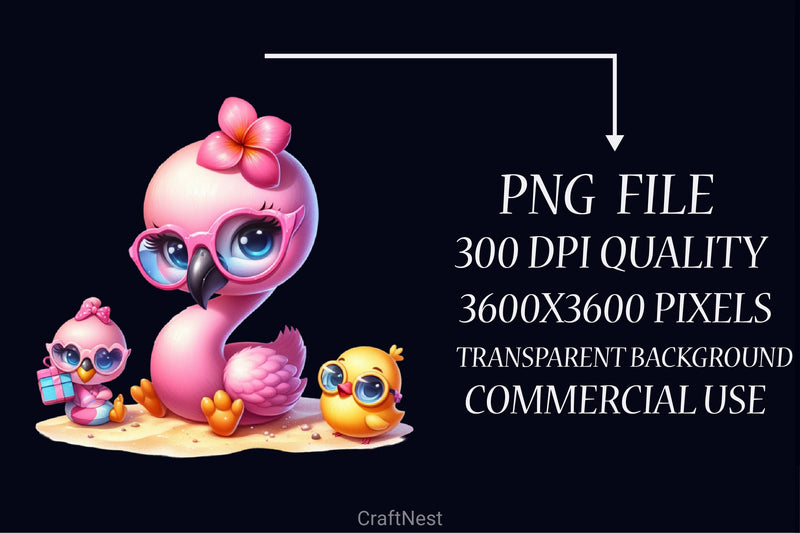 Flamingo Clipart Bundle 3 - CraftNest - Digital Crafting and Art