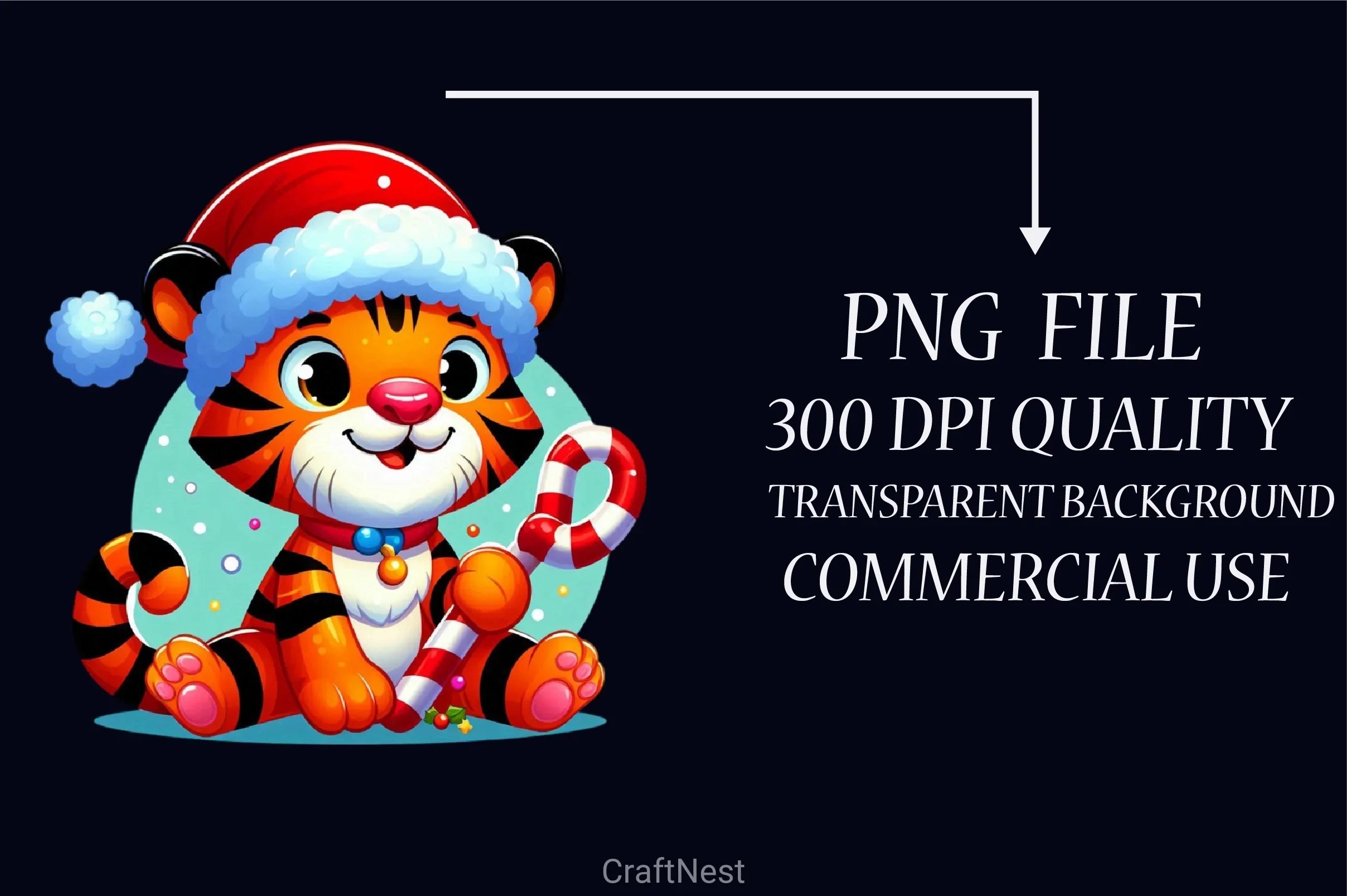 Cute Christmas Tiger Clipart Bundle - CraftNest - Digital Crafting and Art