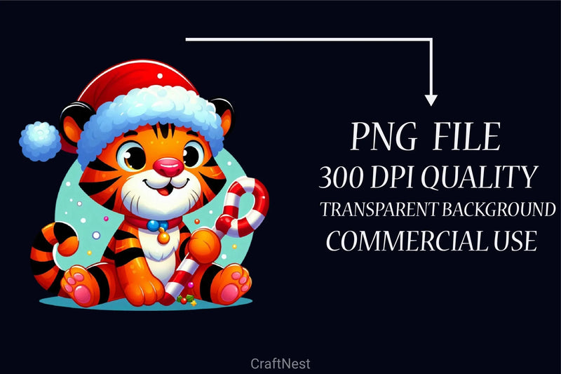 Cute Christmas Tiger Clipart Bundle - CraftNest - Digital Crafting and Art
