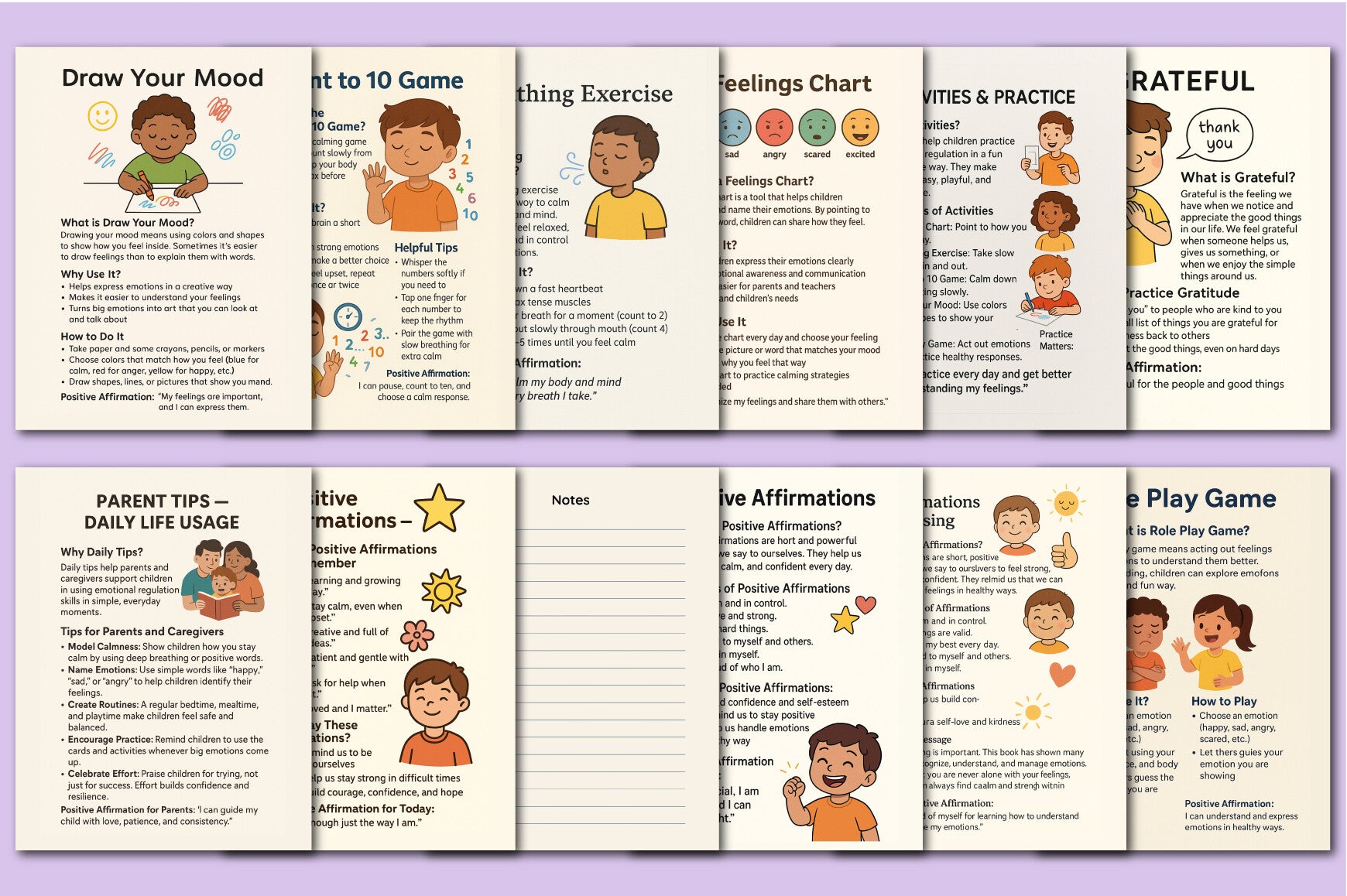 Emotional Regulation Cards for Kids