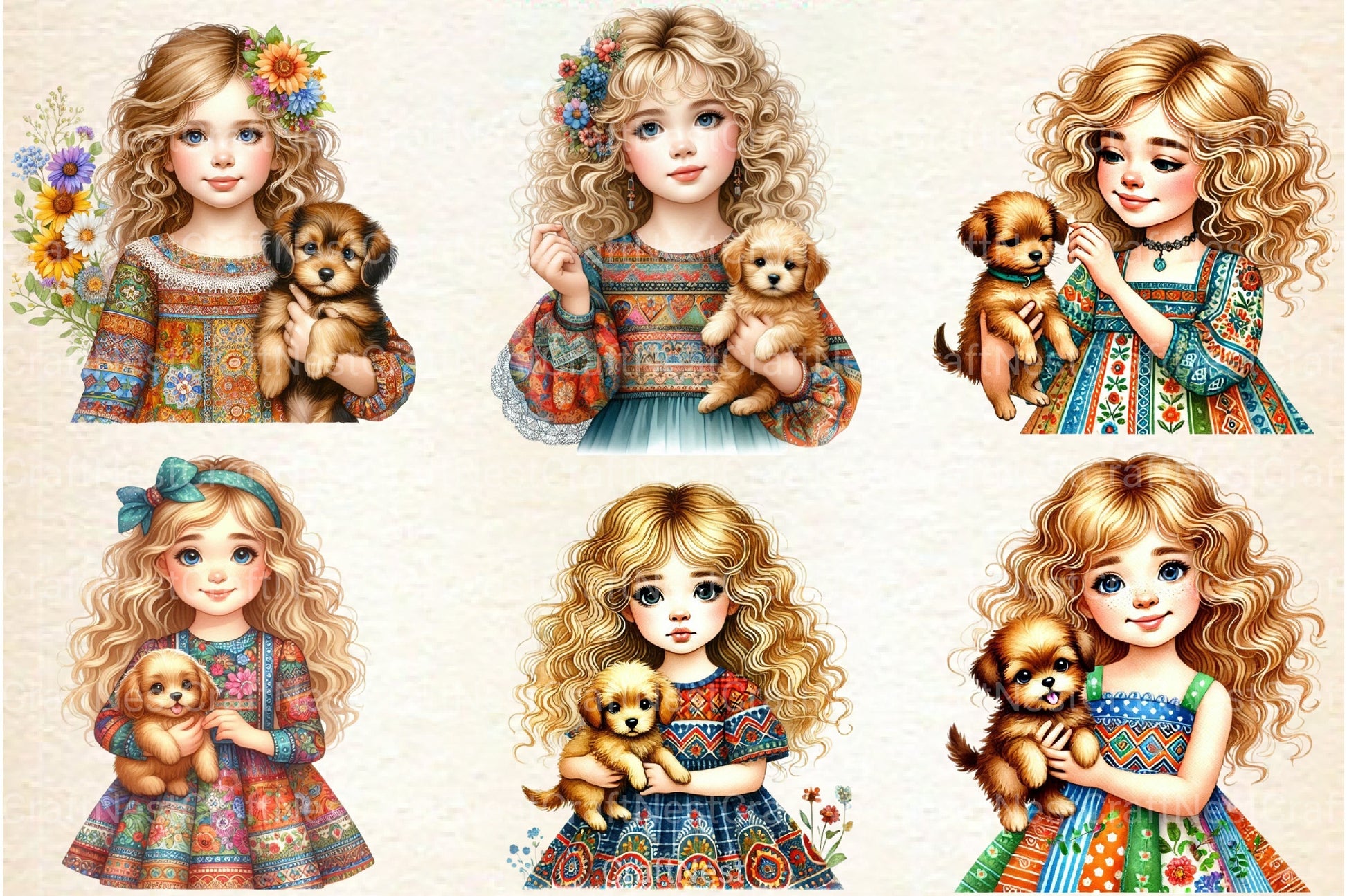Caucasian Girls Clipart Bundle - CraftNest - Digital Crafting and Art