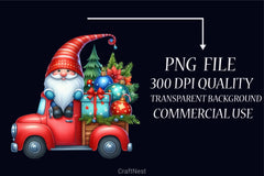 Christmas Gnome Truck Clipart Bundle - CraftNest - Digital Crafting and Art