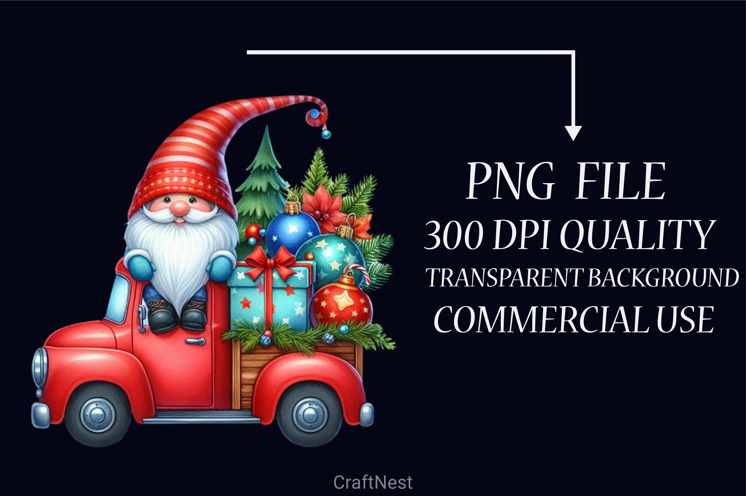 Christmas Gnome Truck Clipart Bundle - CraftNest - Digital Crafting and Art