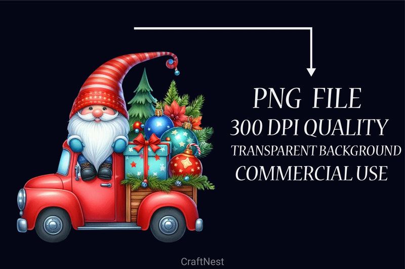 Christmas Gnome Truck Clipart Bundle - CraftNest - Digital Crafting and Art