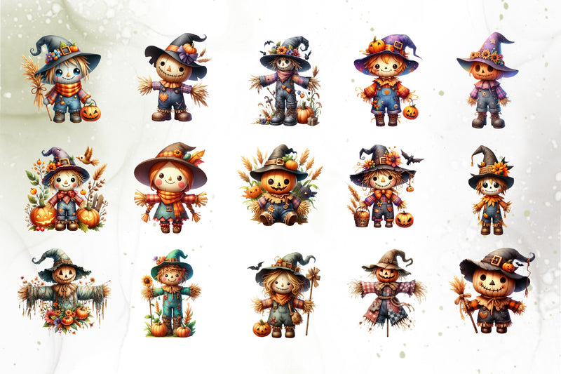 Halloween Scarecrow Clipart Bundle - CraftNest - Digital Crafting and Art