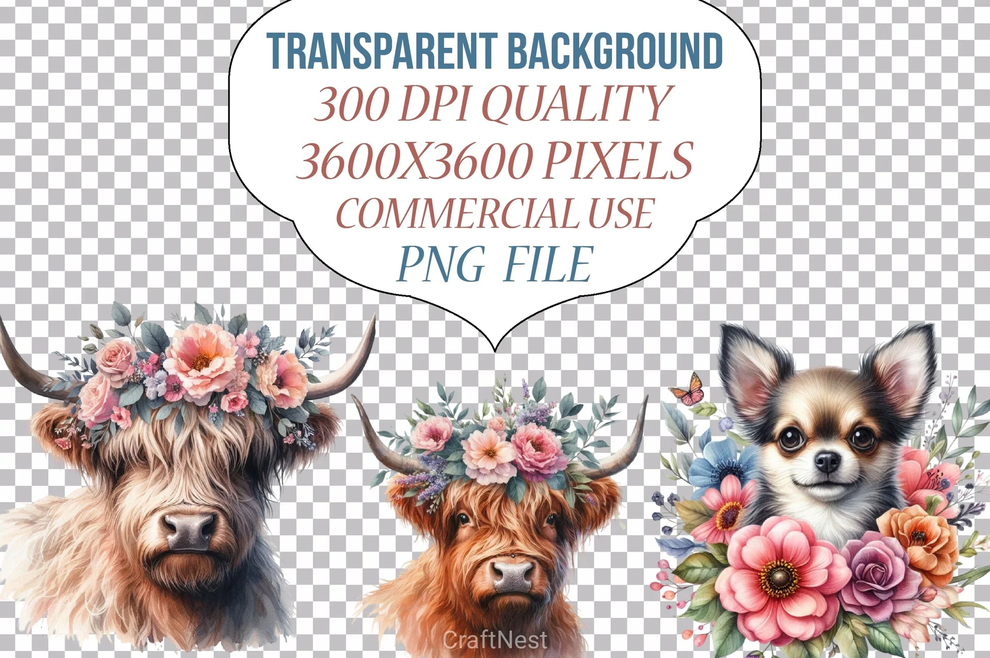 Floral Animals Clipart Bundle - CraftNest - Digital Crafting and Art