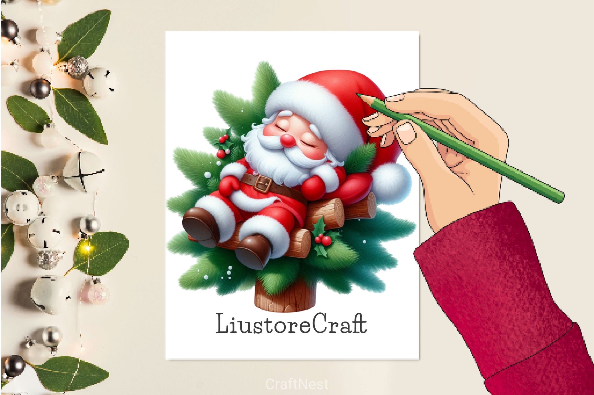 Sleeping Christmas Santa Claus Clipart Bundle 2 - CraftNest - Digital Crafting and Art