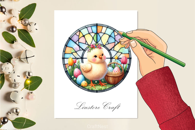 Stained Glass Easter Chick Clipart Bundle 3 - CraftNest - Digital Crafting and Art