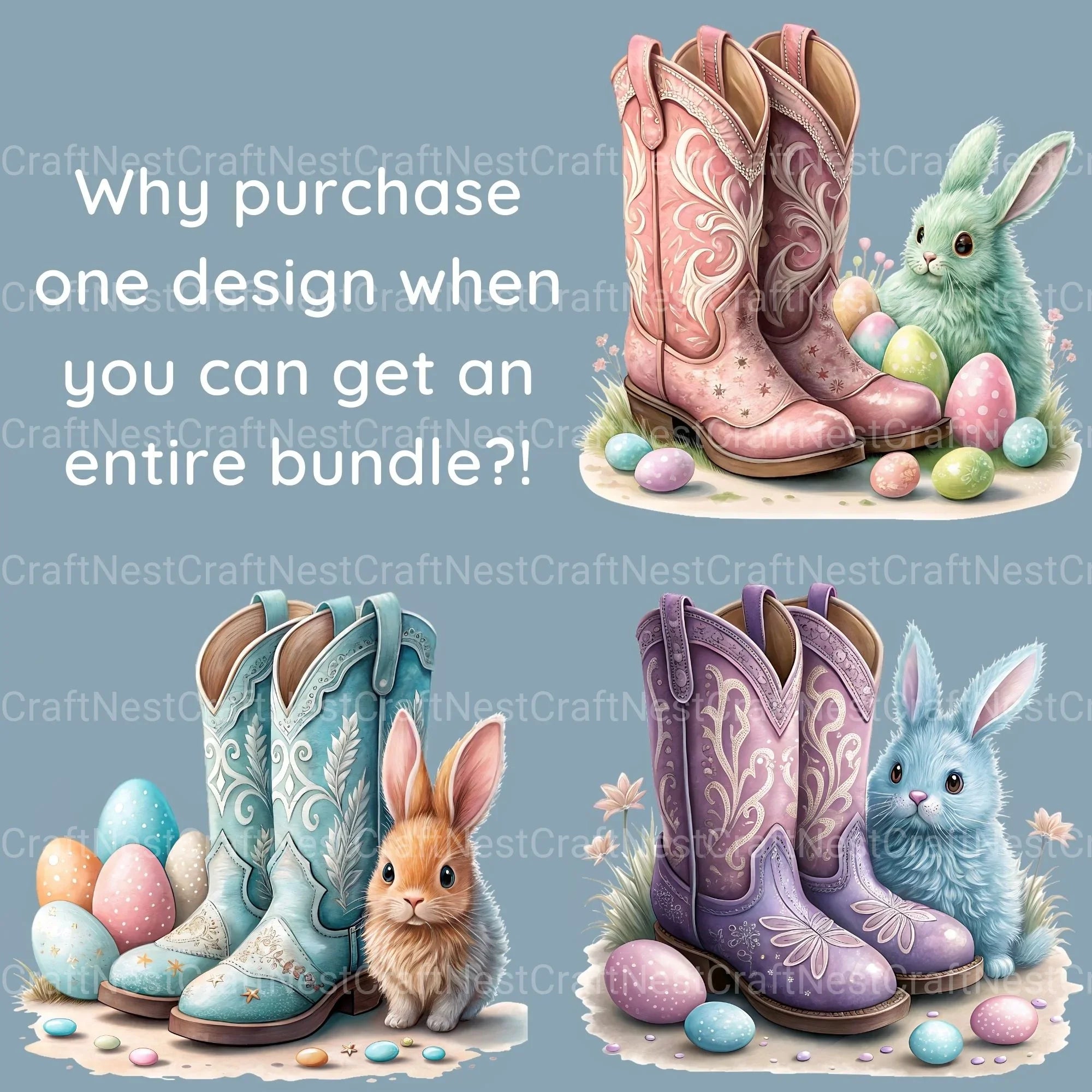 Boots N Bunnies Clipart Bundle - CraftNest - Digital Crafting and Art
