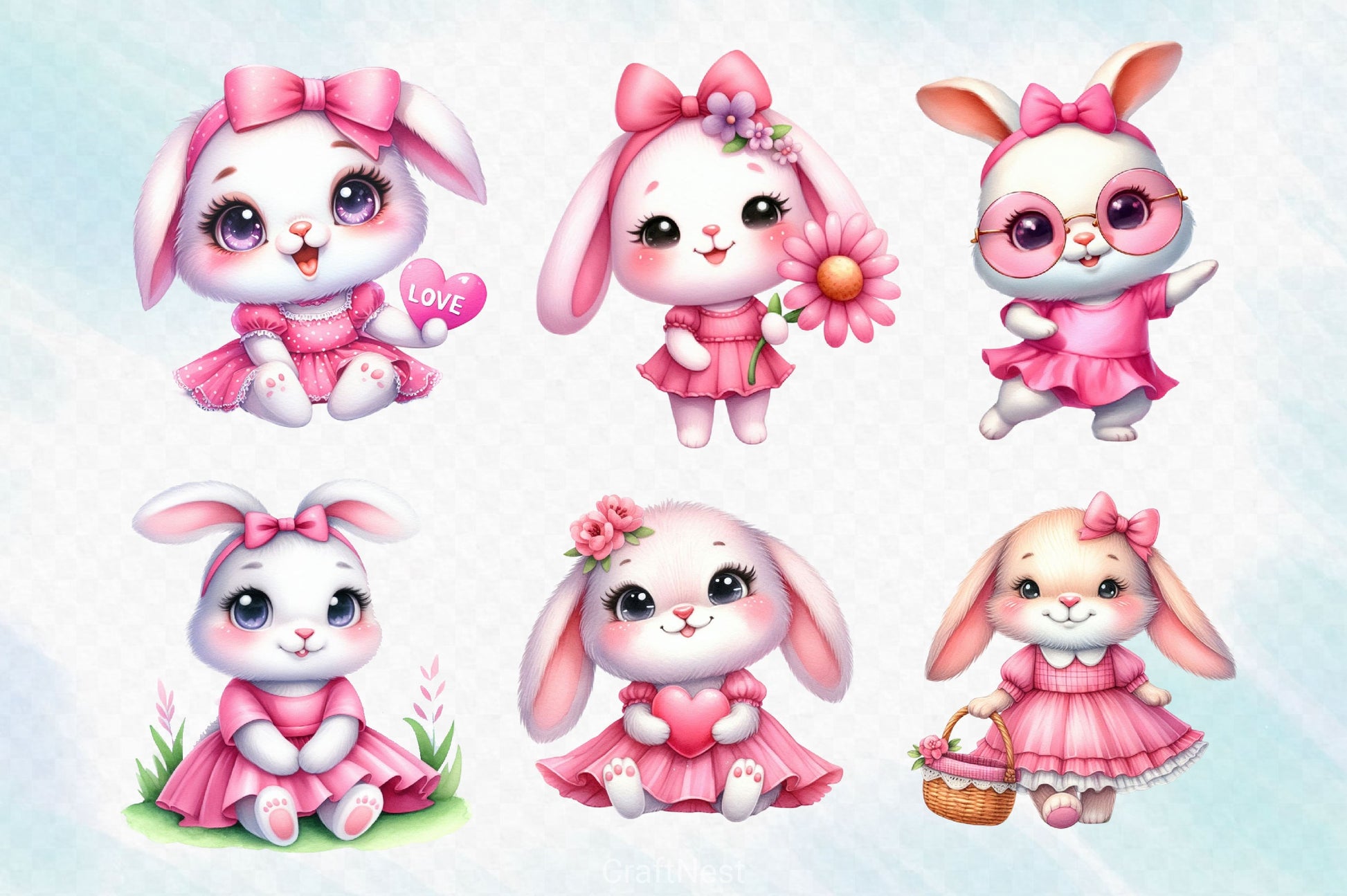 Cute Easter Bunny Clipart Bundle 8 - CraftNest - Digital Crafting and Art