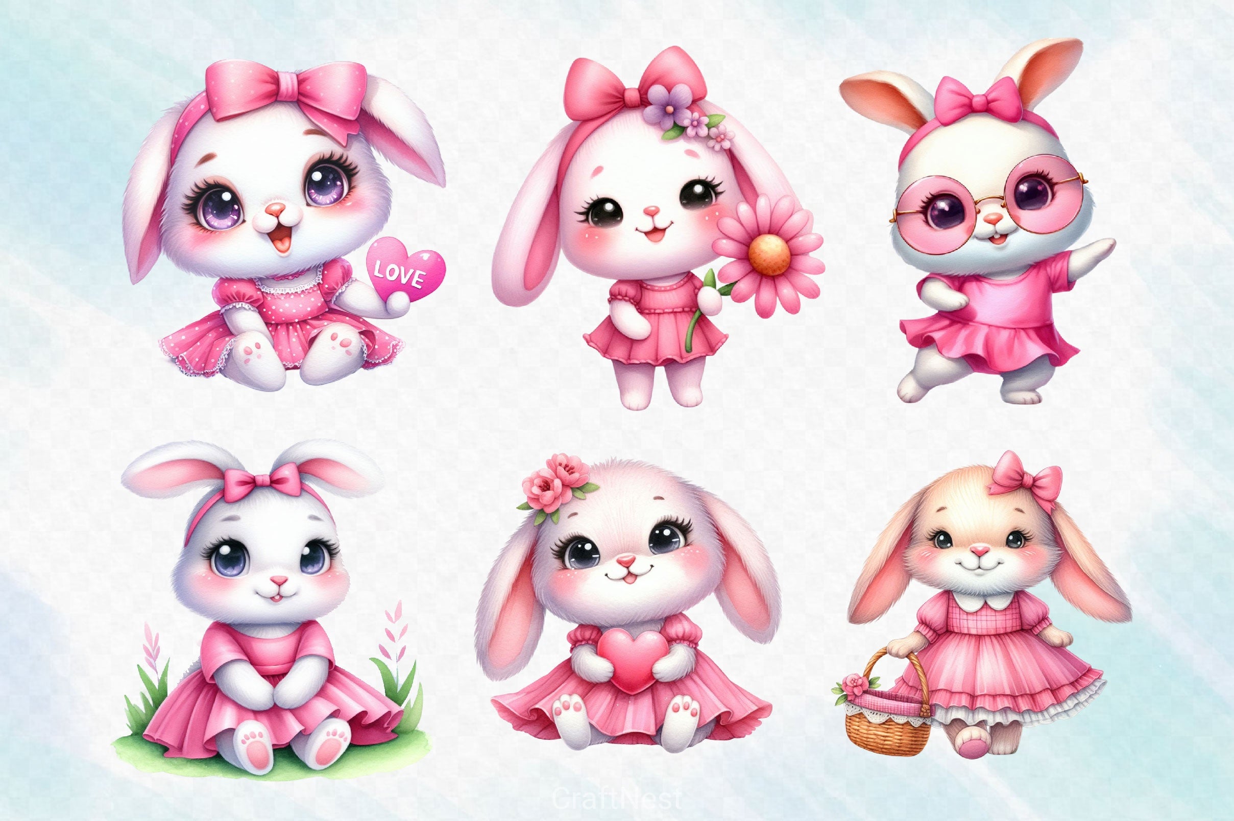 Cute Easter Bunny Clipart Bundle 8 - CraftNest - Digital Crafting and Art