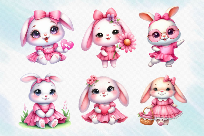 Cute Easter Bunny Clipart Bundle 8 - CraftNest - Digital Crafting and Art