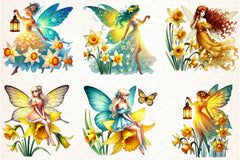 Daffodil Fairy Clipart Bundle - CraftNest - Digital Crafting and Art