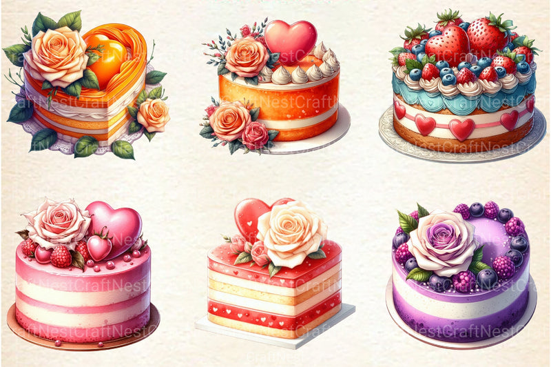 Valentine Cake Clipart Bundle 99 - CraftNest - Digital Crafting and Art
