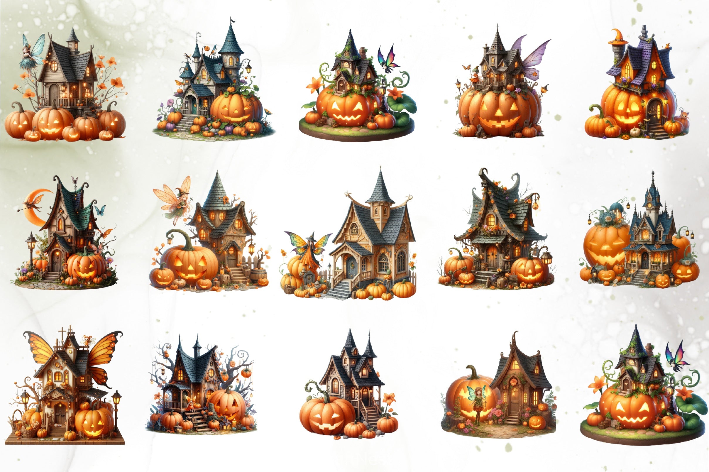 Fairy Pumpkin House Clipart Bundle - CraftNest - Digital Crafting and Art