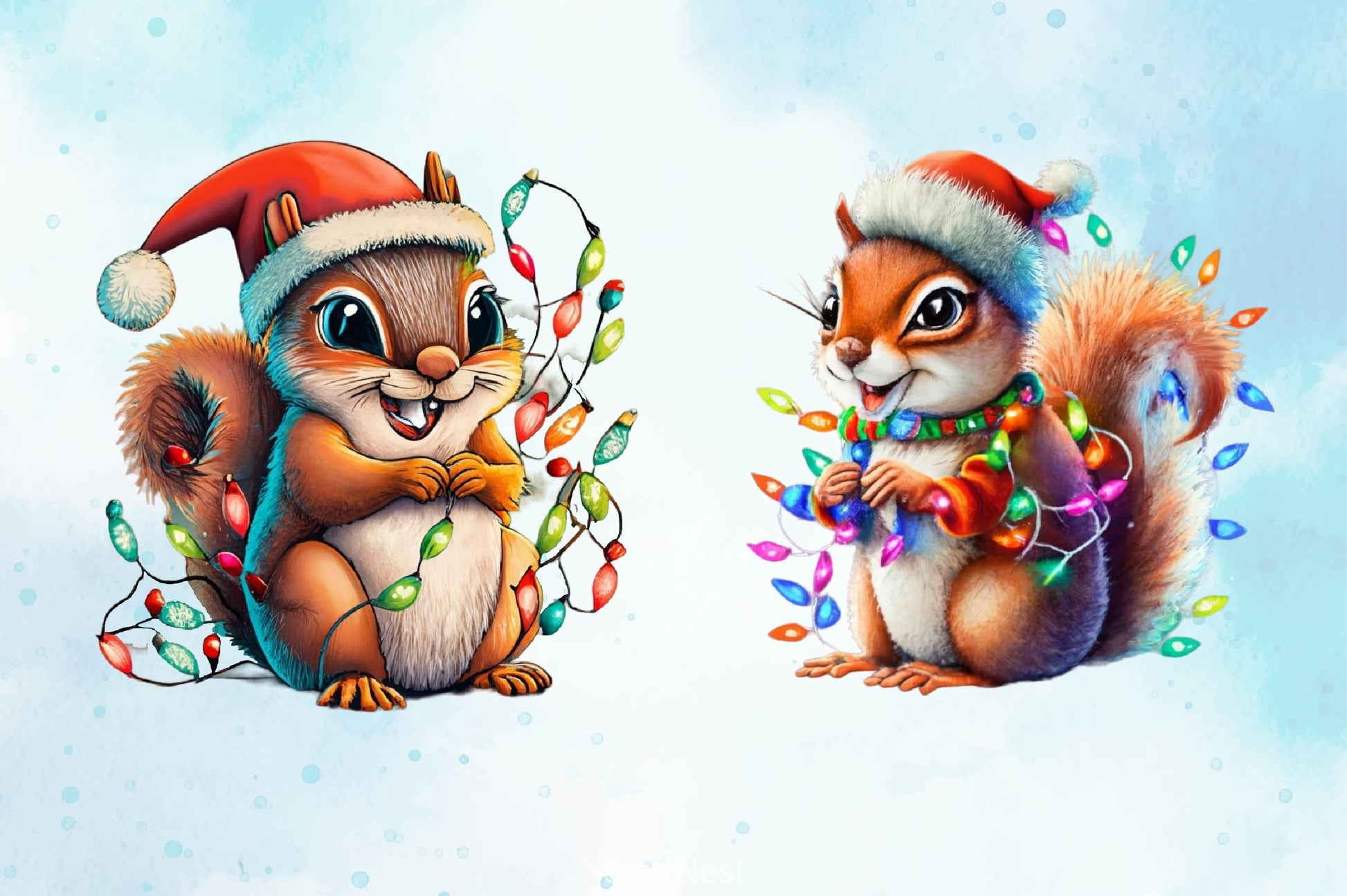 Christmas Cute Squirrel Clipart Bundle - CraftNest - Digital Crafting and Art