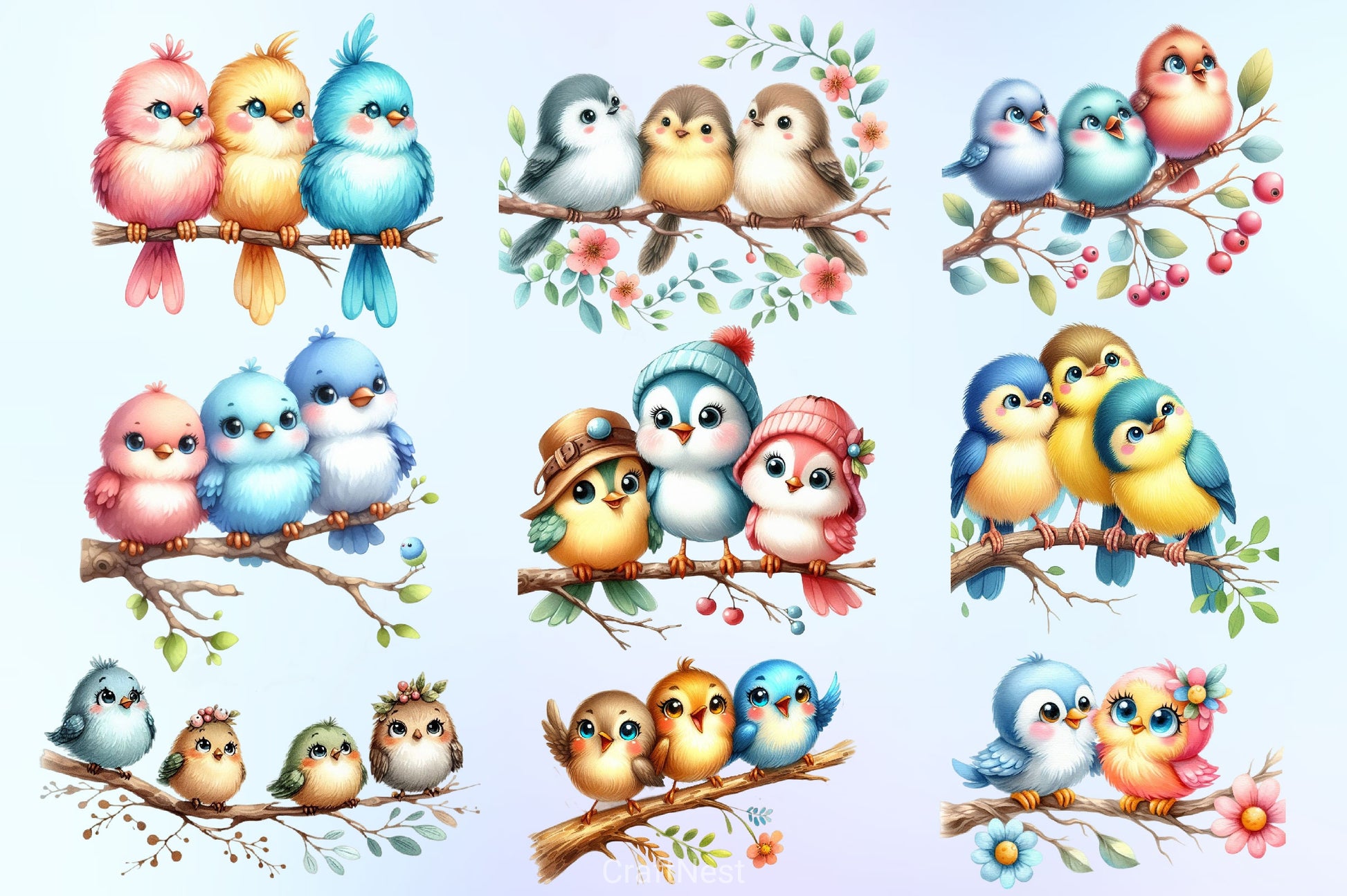 Cute Birds Clipart Bundle - CraftNest - Digital Crafting and Art