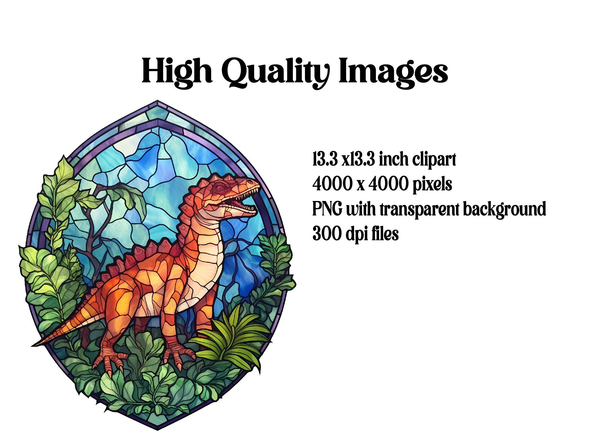 Stained Glass Dinosaurs Clipart - CraftNest