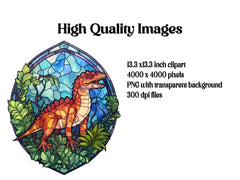 Stained Glass Dinosaurs Clipart - CraftNest