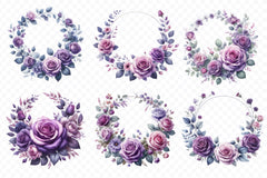 Purple Rose Bouquets Clipart Bundle - CraftNest - Digital Crafting and Art