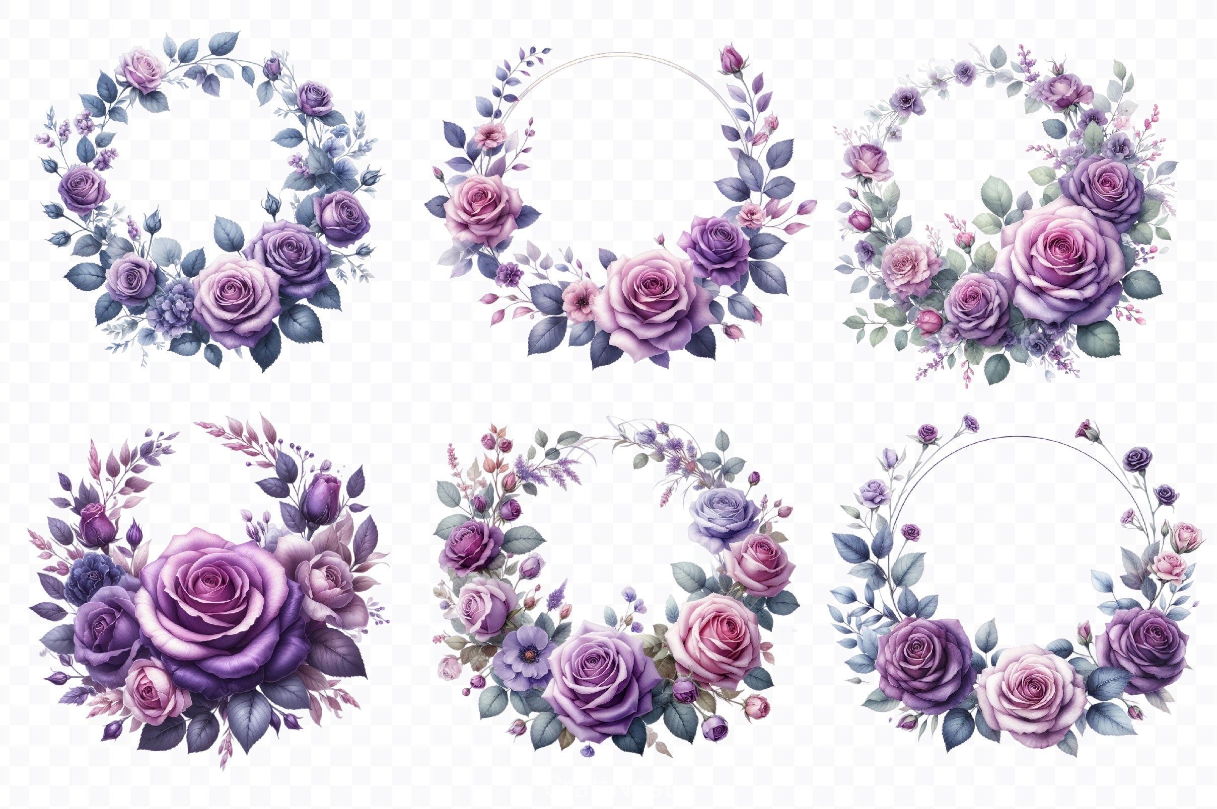 Purple Rose Bouquets Clipart Bundle - CraftNest - Digital Crafting and Art