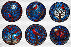 Stained Glass Cardinal Bird Clipart Bundle - CraftNest - Digital Crafting and Art