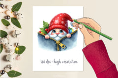Christmas Peeking Out Zipper Clipart Bundle 4 - CraftNest - Digital Crafting and Art