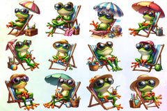 Cute Frog Beach Clipart Bundle - CraftNest - Digital Crafting and Art