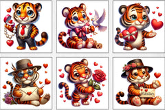 Valentine's Day Tiger Clipart Bundle - CraftNest - Digital Crafting and Art