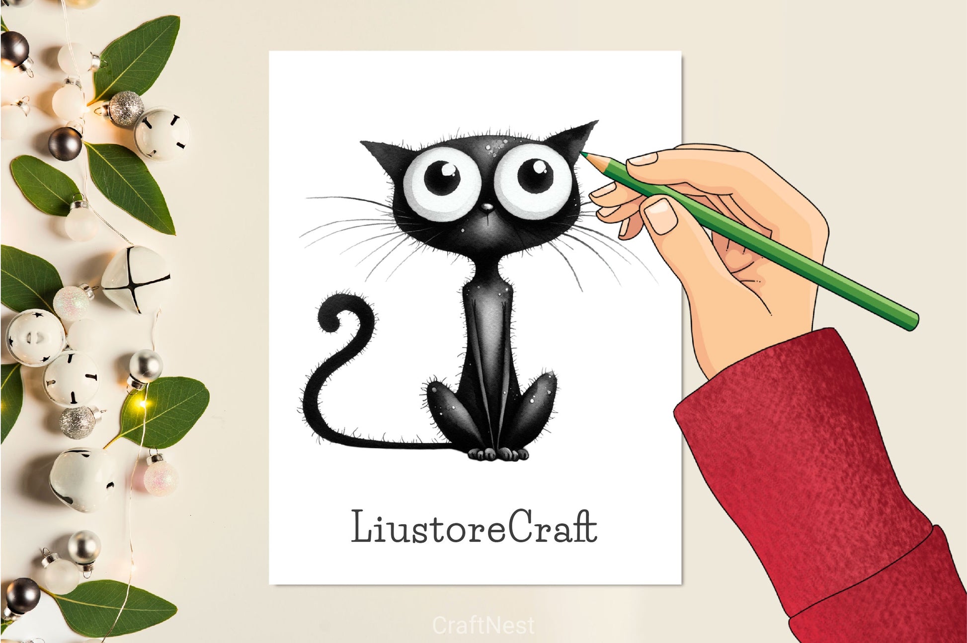 Whimsical Funny Black Cat Clipart Bundle - CraftNest - Digital Crafting and Art