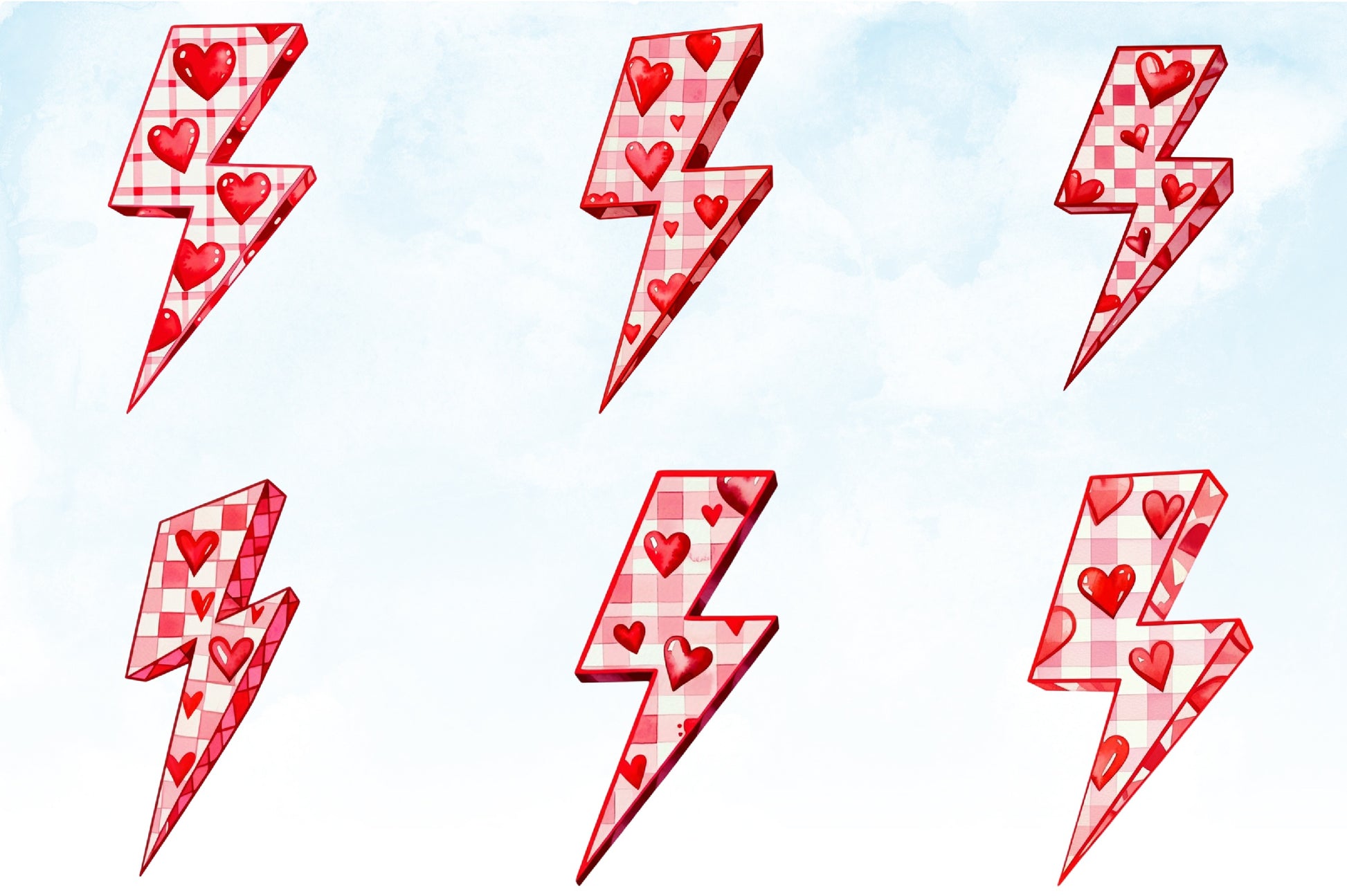 Valentine's Lightning Bolt Clipart Bundle - CraftNest - Digital Crafting and Art