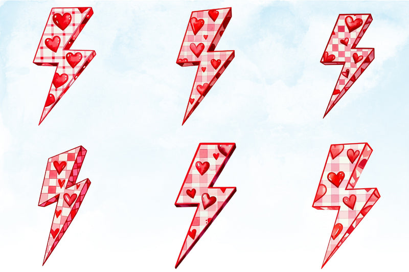 Valentine's Lightning Bolt Clipart Bundle - CraftNest - Digital Crafting and Art