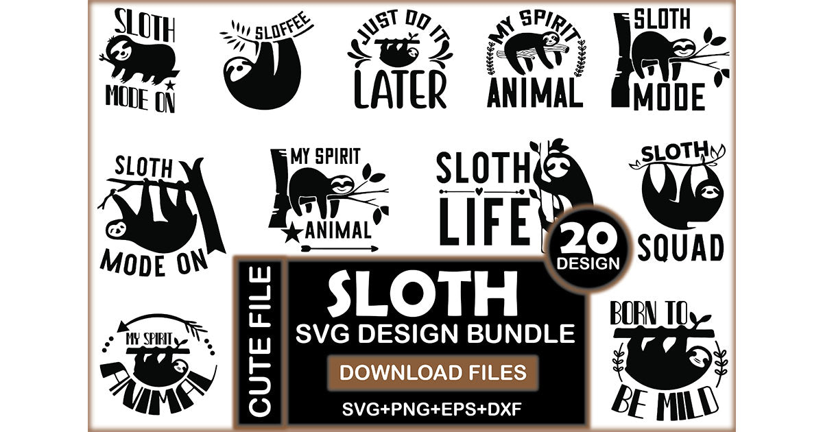 Sloth SVG Bundle - CraftNest - Digital Crafting and Art