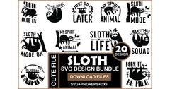 Sloth SVG Bundle - CraftNest - Digital Crafting and Art