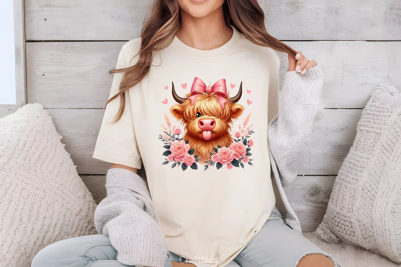 Highland Cow Valentine Clipart Bundle 6 - CraftNest - Digital Crafting and Art