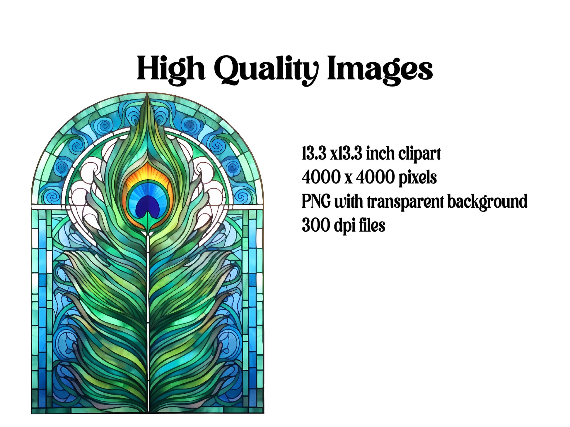 Stained Glass Peacock Feathers Clipart - CraftNest