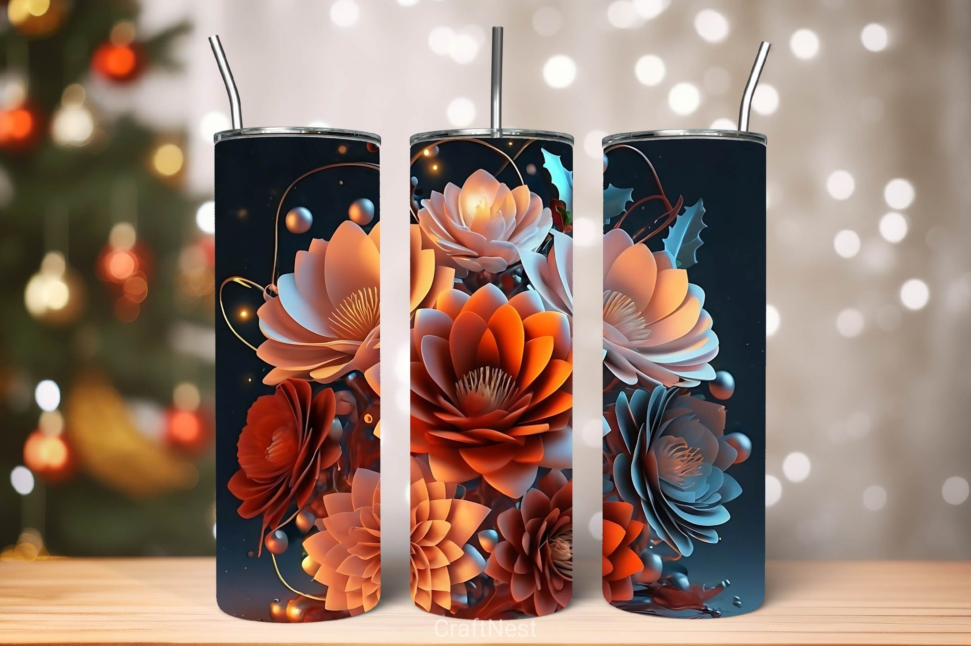 Flower Tumbler Wrap Bundle 34 - CraftNest - Digital Crafting and Art