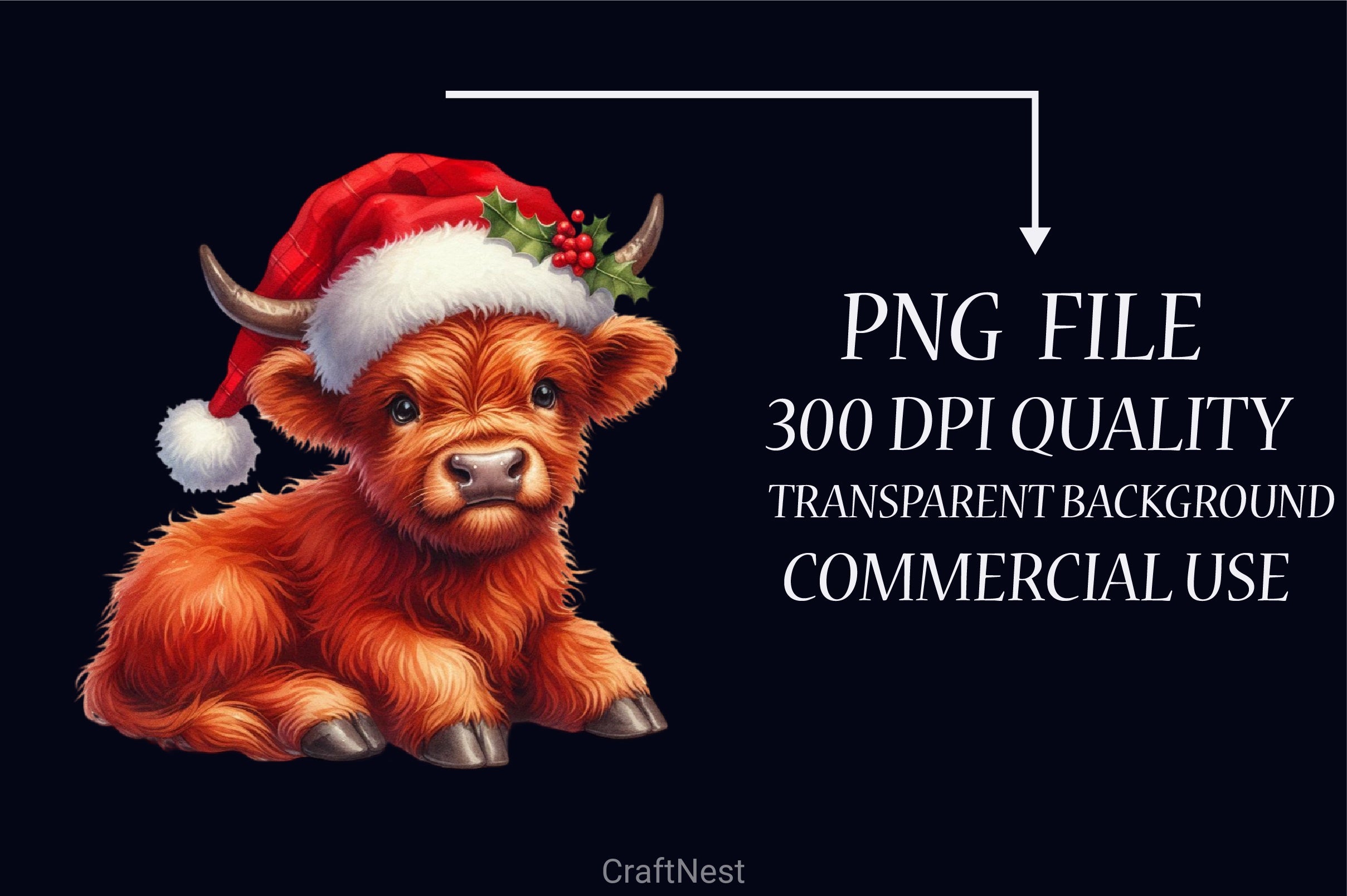 Christmas Baby Highland Cow Clipart Bundle - CraftNest - Digital Crafting and Art