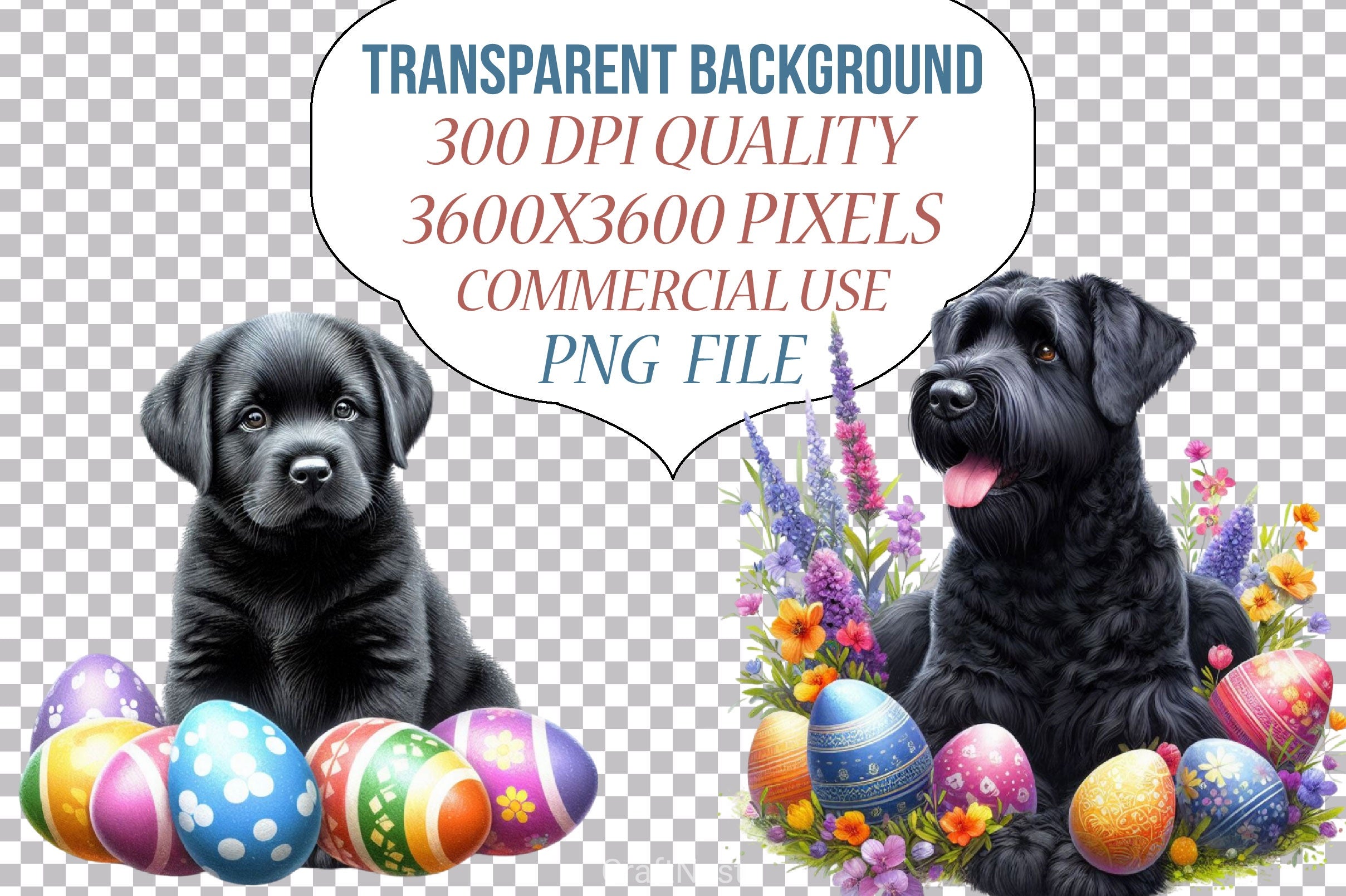 Easter Black Dog Clipart Bundle - CraftNest - Digital Crafting and Art