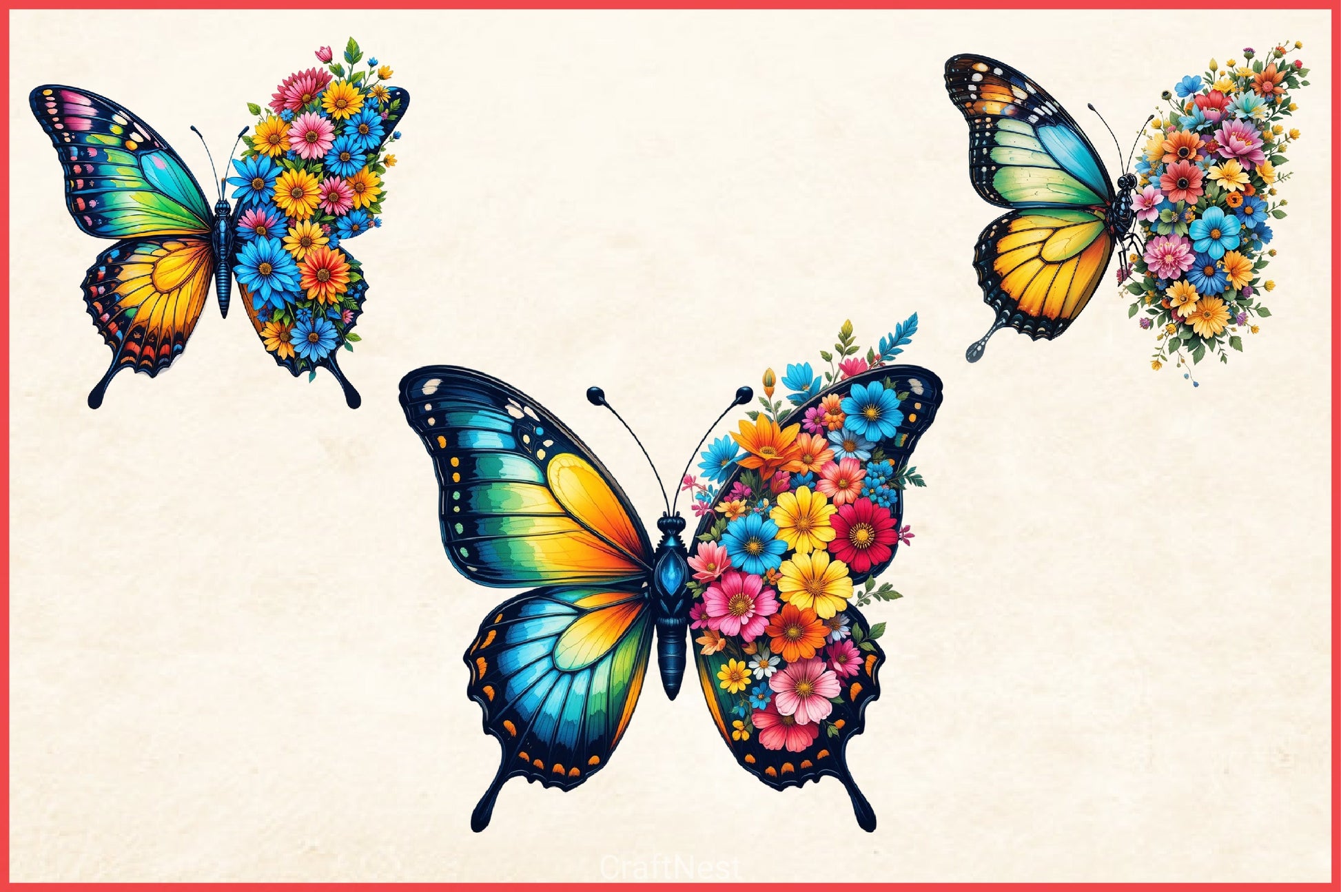 Butterfly Flowers Clipart Bundle 8 - CraftNest - Digital Crafting and Art