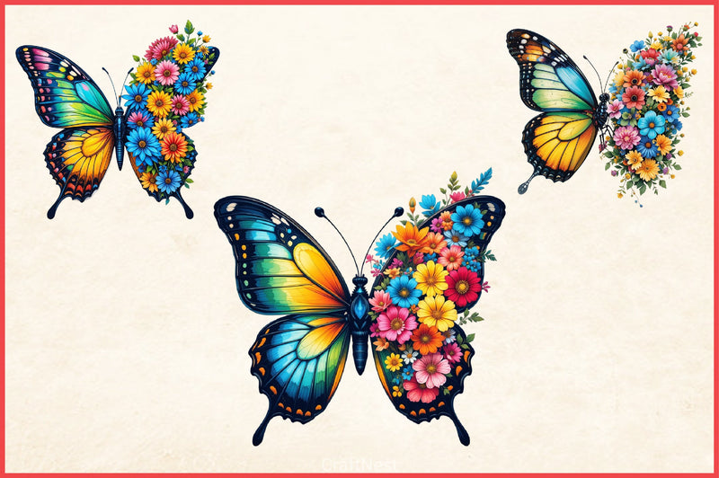 Butterfly Flowers Clipart Bundle 8 - CraftNest - Digital Crafting and Art