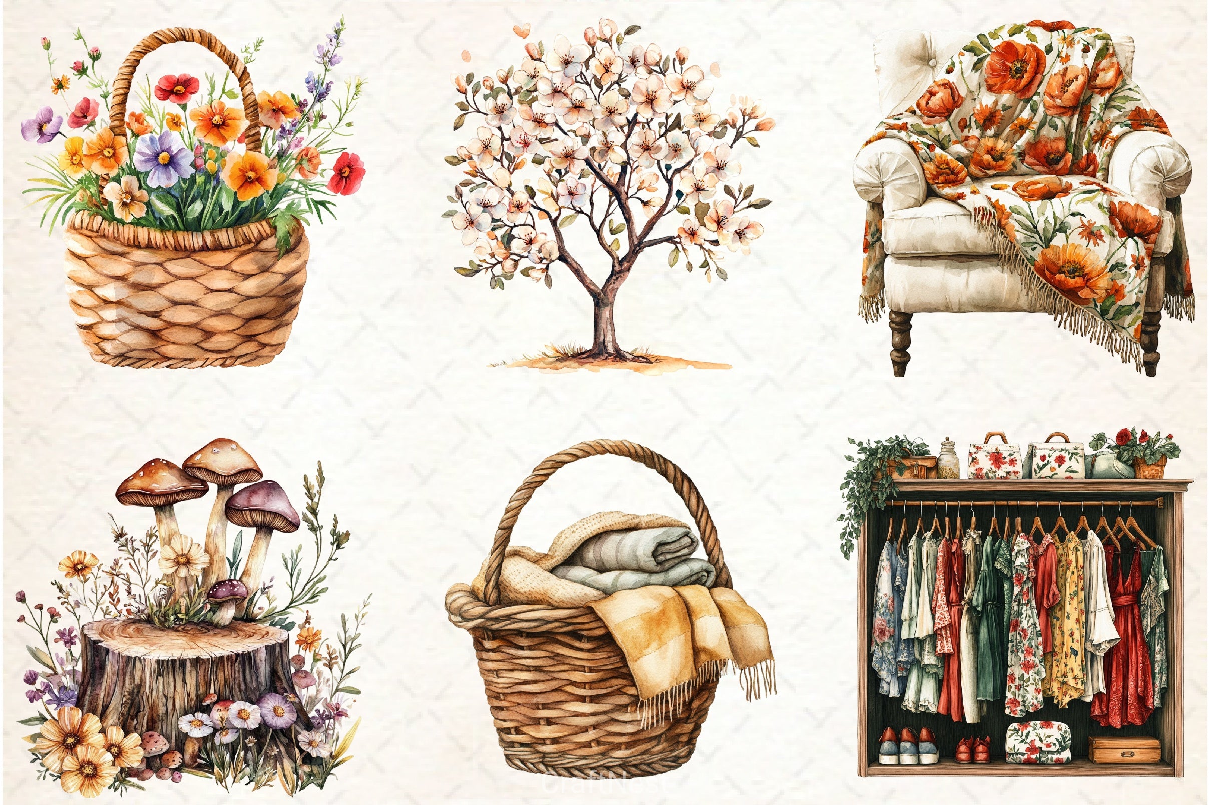 Boho Spring Clipart Bundle - CraftNest - Digital Crafting and Art