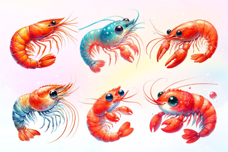 Cute Shrimp Clipart Bundle 2 - CraftNest - Digital Crafting and Art