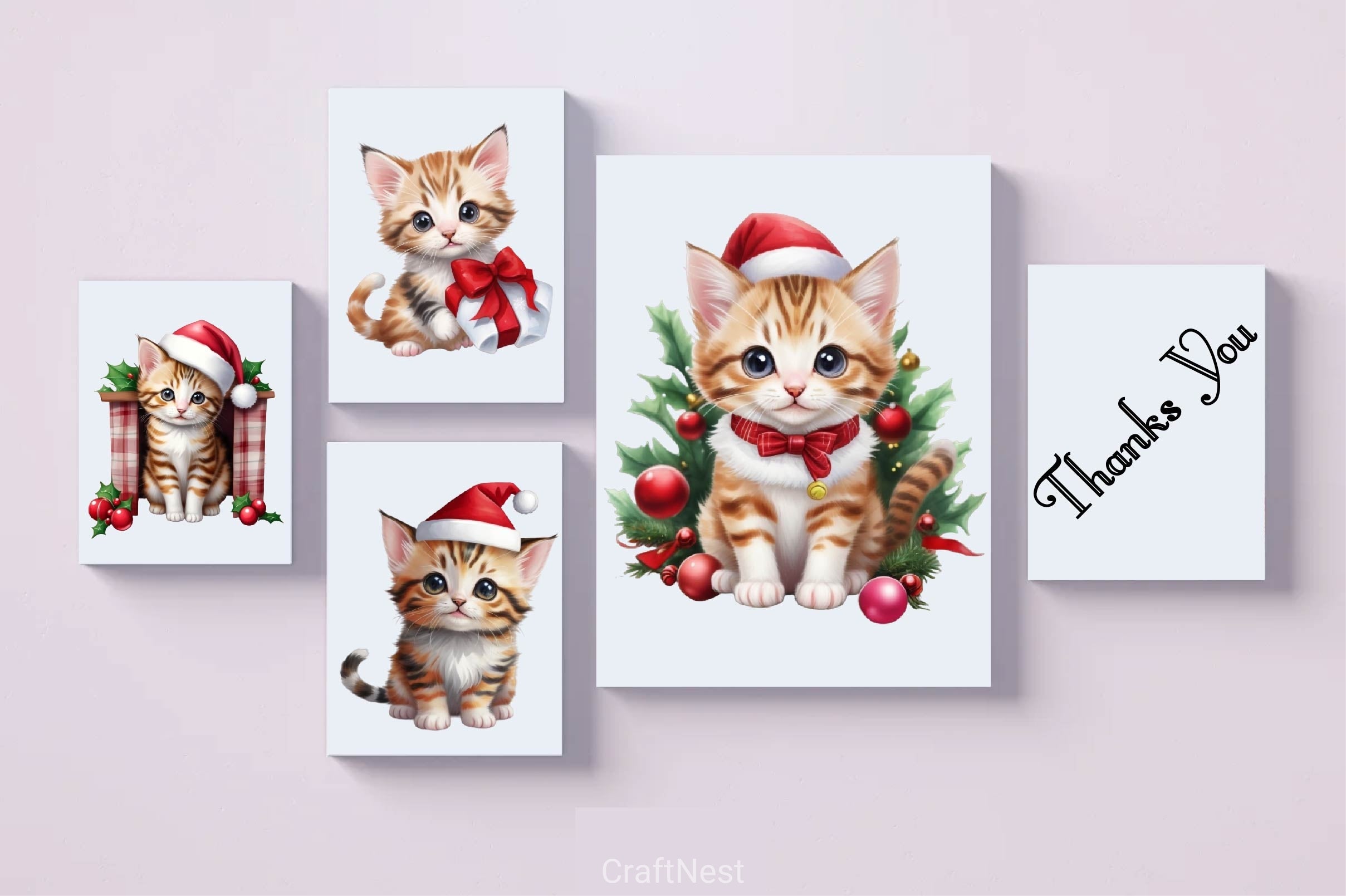 Cute Christmas Kitten Clipart Bundle - CraftNest - Digital Crafting and Art