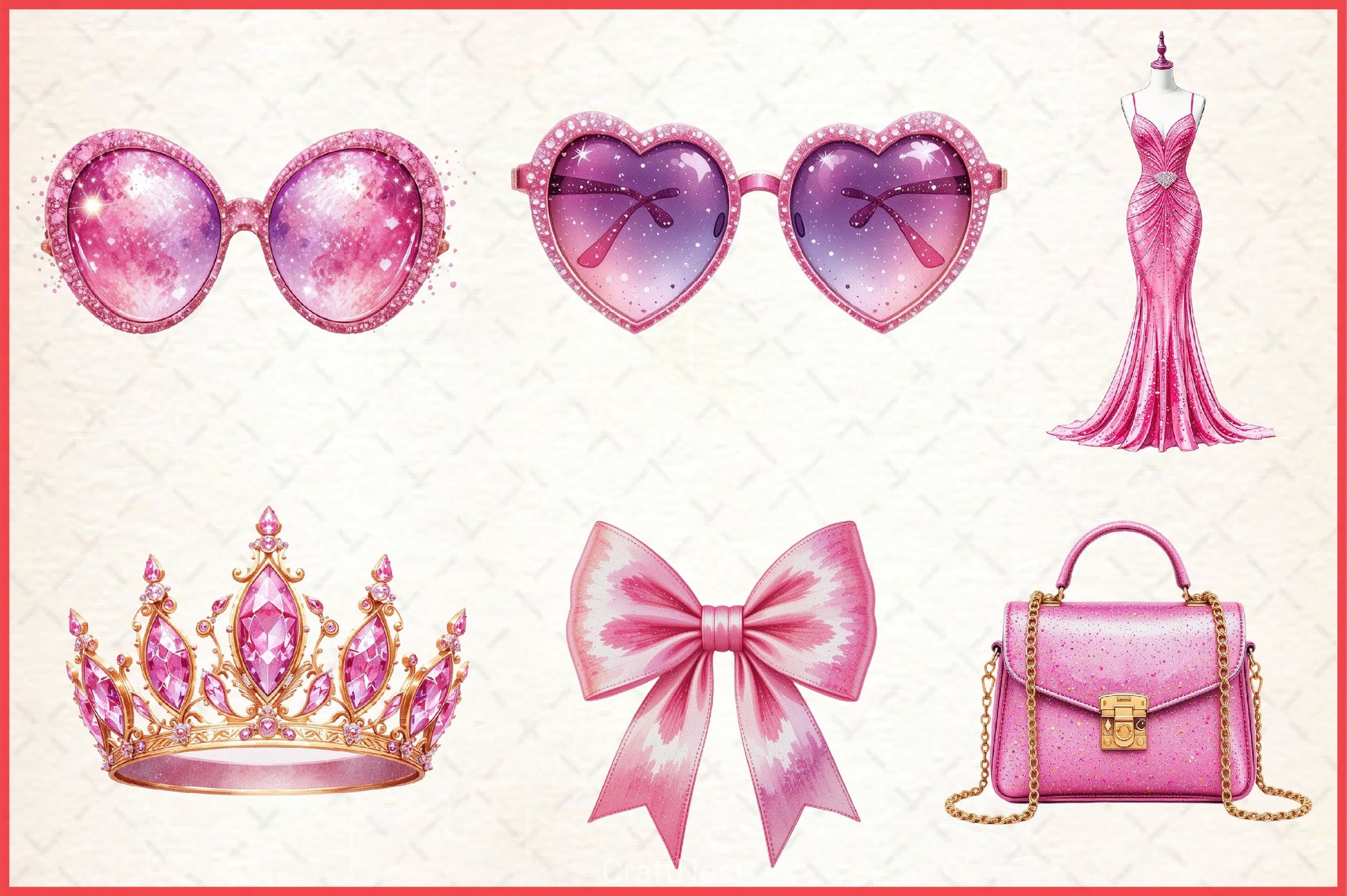 Glitter Pink Girl Clipart Bundle 3 - CraftNest - Digital Crafting and Art