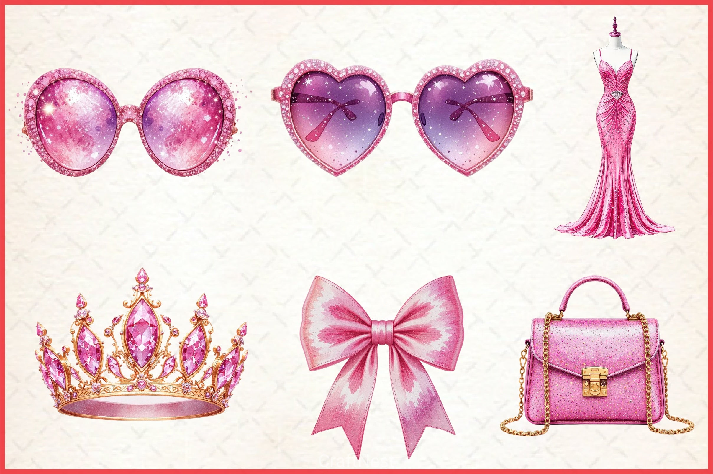 Glitter Pink Girl Clipart Bundle 3 - CraftNest - Digital Crafting and Art